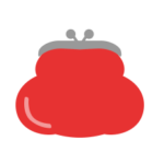 がま口財布（赤）のイラスト