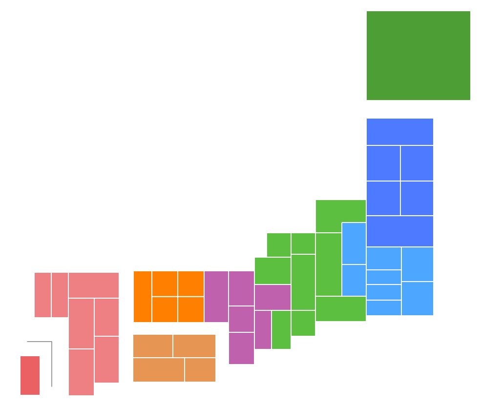 日本地図のイラスト 都道府県表記なし イラストたうん