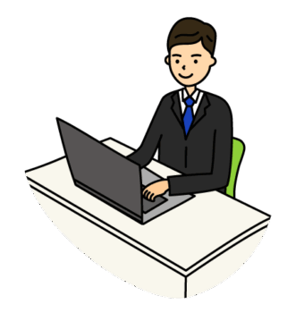 パソコン作業をする男性のイラスト