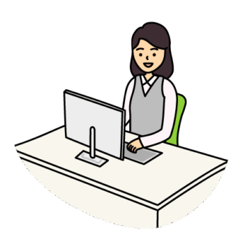 パソコン作業をする女性のイラスト