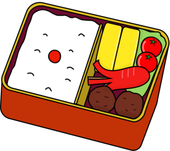 お弁当（赤色）のイラスト
