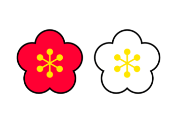 梅の花のイラスト（赤・白）