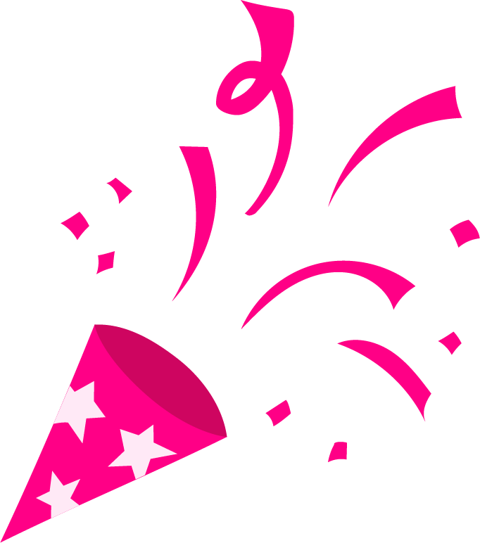 ピンクのクラッカーのイラスト（ポップテイスト）