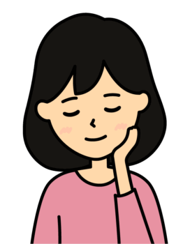 頬に手を当る女性のイラスト