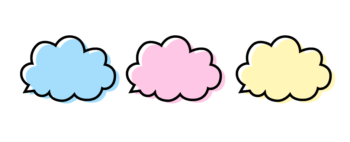 もこもこの吹き出し(色付き）のイラスト