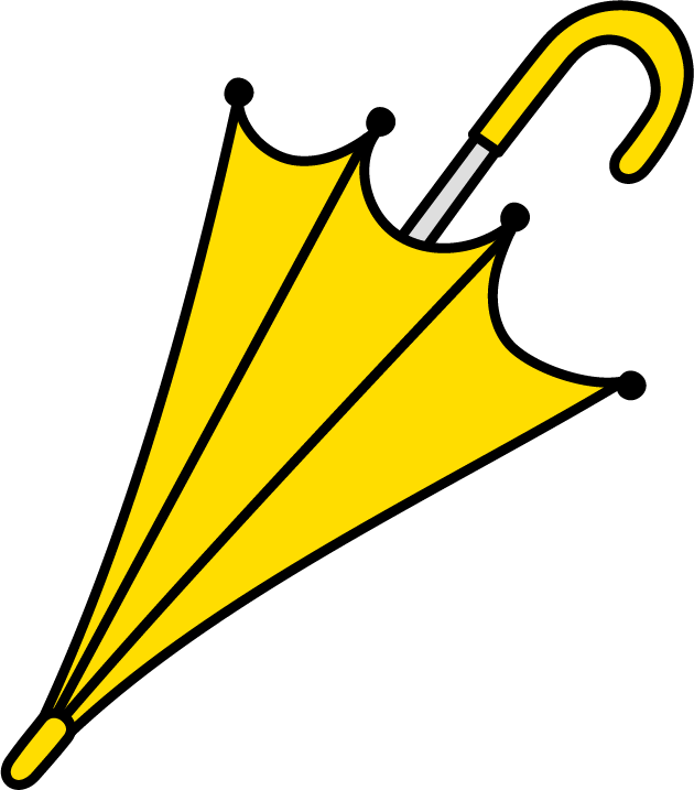 畳んだ傘のイラスト（黄色）
